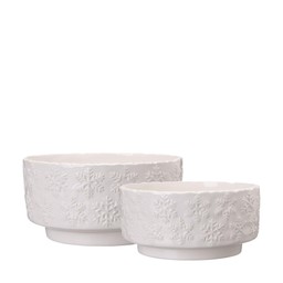 TINDRA Planter S/2 White - White - 24x12 22x10cm
