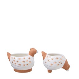 EMMY Kruka Mix Vit/Brun - Vit/Brun - 14x19x14 12x18x13cm