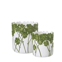 CORNELIA Pot S/2 Green - Green - 15x16 12x13cm