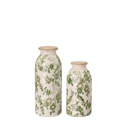 ULLA Vase S/2 White/Green - White/Green - 8x20 7x15cm