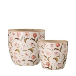 ROSITA Pot S/2 White/Pink - White, Pink - 17x16 14x13cm