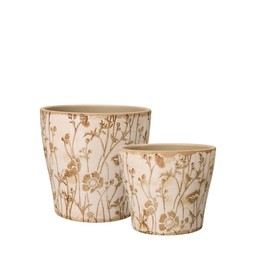 HERMINE Kruka 2/S Vit/Brun - Vit/Brun - 13x13 12x10cm