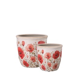 TILDE Pot S/2 White/Red - White/Red - 18x17 14x14cm