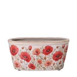 TILDE Planter Oval White/Red - White/Red - 22x10x11cm