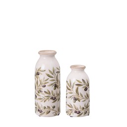 JOSEFIN Vase S/2 White/Green - White/Green - 8x20 7x15cm