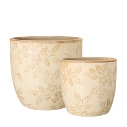 FANNY Pot S/2 White - White - 17x16 14x13cm