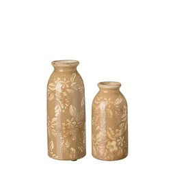 FREDRIKA Vase S/2 Beige - Beige - 8x20 7x15cm