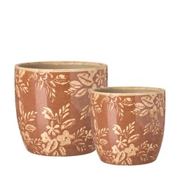 FREDRIKA Pot S/2 Brown - Brown - 17x16 14x13cm