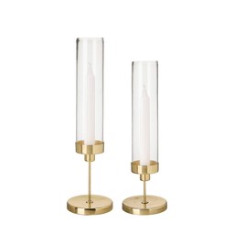 AVERY Candle holder S/2 Gold - Gold - 10x38 10x34 cm