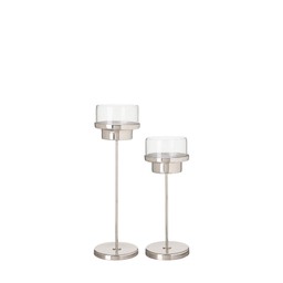 AVERY Candle holder S/2 Chrome - Chrome - 8x29 8x23 cm