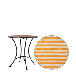 VENICE Stripe Table Offwhite/Orange - Offwhite/Orange - 70x72cm