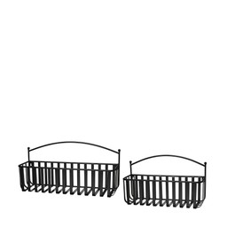VENICE Planter S/2 Black - Black - 55x17x27 45x15x27cm