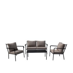 VENICE Loungeset Black/Beige - Black/Beige - Sofa: 143x69x80cm