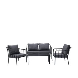 RIMINI Loungeset Black/Grey - Black/Grey - Sofa: 137x70x75cm