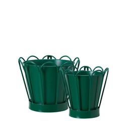 HAZEL Pot S/2 Green - Green - 20x16 16x16cm
