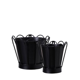 HAZEL Pot S/2 Black - Black - 20x16 16x16cm
