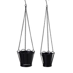 HAZEL HANGING POT S/2 Black - Black - 20x16 16x16 +60cm