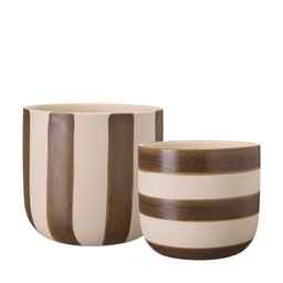 SANNA Kruka 2/S Vit/Brun - Vit/Brun - 17x15 14x12cm