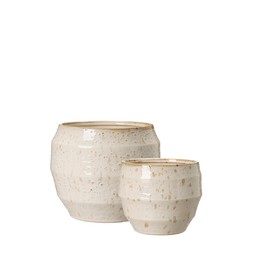 ALFRIDA Pot S/2 Beige - Beige - 21x18 16x14cm