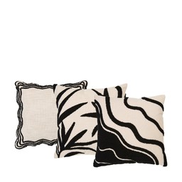 SOLEIA Cushion cover Mix Offwhite/Black - Offwhite/Black - 45x45cm
