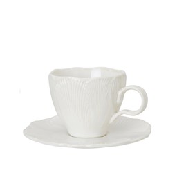 FLORA Kopp 260ml & Fat Vitmelerad - Vitmelerad - 16x2, 13x8cm
