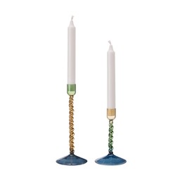 ELDA Candle holder S Green/Yellow/Blue - Green/Yellow/Blue - 8x22 9x15cm