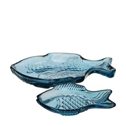 JANNIKE Saucer S/2 Blue - Blue - 20x16x3 19x11x2cm