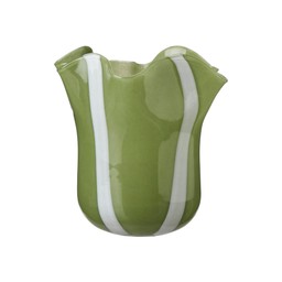 NILEA Vase stripe White/Green - White/Green - 23x18cm