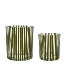 ILSE Lantern/Pot S/2 Clear/Green - Clear/Green - 11x13 9x10cm