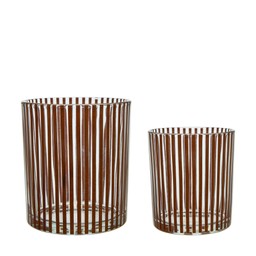 ILSE Candle holder/Pot S/2 Clear/Brown - Clear/Brown - 11x13 9x10cm