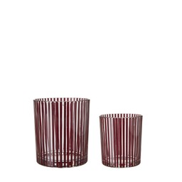 ILSE Lantern/Pot S/2 Clear/Dark Red - Clear/Dark Red - 11x13 9x10cm