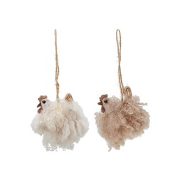FLUFFY Höna Hänge Mix Beige, Brun - Beige/Brun - 6x6cm