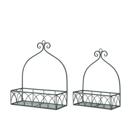 VALERIA Wallshelf S/2 Green - Green - 37x15x45 32x13x40cm