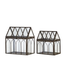 VALERIA Geenhouse S/2 Rust brown - Rust brown - 34x22x38 29x18x32cm