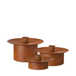 KAIA Candle holder S/3 Rust - Rust - 15x9 14x7 13x5cm