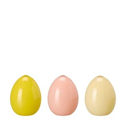 GLAS EGG Mix Yellow, Pink, White - Yellow, Pink, White - 9x13cm
