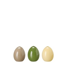 GLASS EGG Mix Grey, Green, Yellow - Grey, Green, Yellow - 7x9cm