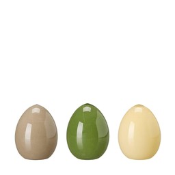 GLASS EGG Mix Grey, Green, Yellow - Grey, Green, Yellow - 9x13cm