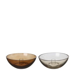 ELISE Candle Holder Mix Brown/Amber - Brown/Amber - 18x6cm