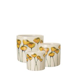 VALMA Pot S/3 White/Yellow - White/Yellow - 16x15, 14x12, 12x10