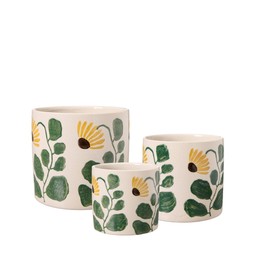 BIANCA Pot S/3 White/Green/Yellow - White/Green/Yellow - 16x15, 14x12, 12x10