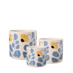 BIANCA Pot S/3 White/Blue/Yellow - White/Blue/Yellow - 16x15, 14x12, 12x10