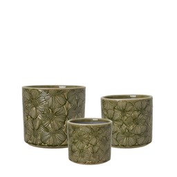 MAEVE Pot S/3 Green - Green - 17x15, 14x12 12x10cm