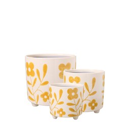 GRETA Kruka 3/S Vit/Gul - Vit/Gul - 18x18 14x14 12x12cm