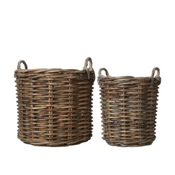 ALEXIA Rattan Basket S/2 Dark Brown - Dark Brown - 56x52+10 45x47+7cm