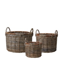 ALEXIA Rattan Basket S/3 Natural - Natural - 50x34 40x32 34x27cm