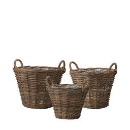 ALEXIA Rattan Basket S/3 Natural - Natural - 45x35 42x32 39x29cm