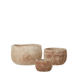 BOEL Planter S/3 Antique Terracotta - Antique Terracotta - 37x22 29x17 22x13cm