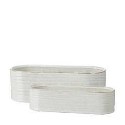 ELFRIDA Pot Oval S/2 Offwhite - Offwhite - 35x14x12 31x10x8cm