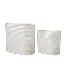 ELFRIDA Pot Oval S/2 Offwhite - Offwhite - 12,5x25x25